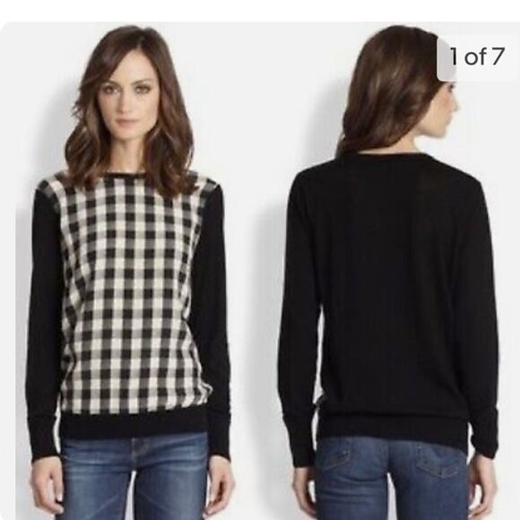 Equipment Femme, Roland Buffalo Silk Wool Plaid Sweater - Picture 2 of 6